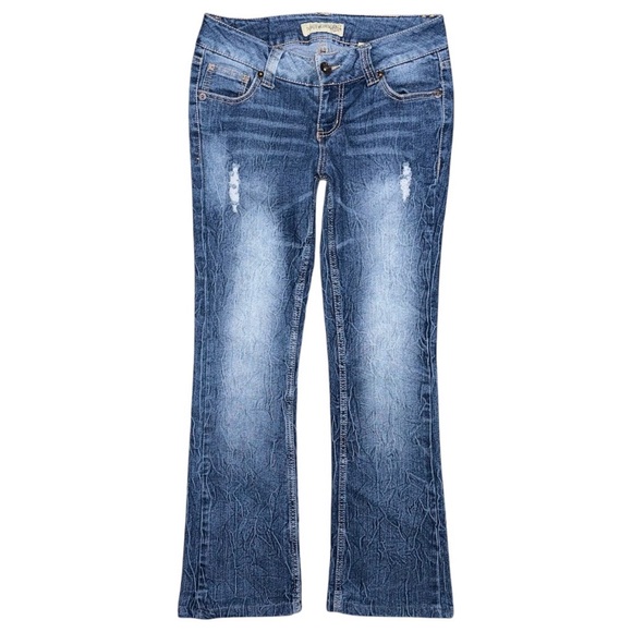 Paris Blues Denim - Paris Blues Y2K Bootcut Distressed Jeans Women’s Size 7 (29x29.5) Blue Low Rise